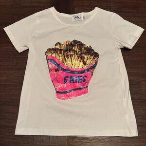 Lola + The Boys White Tee with Sequin Fries Design